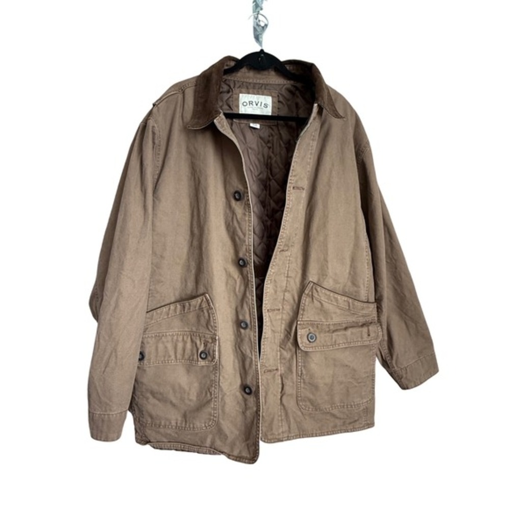 Orvis Mens Barn Coat Quilted Lined Corduroy Collar Brown XL EG Made in Vietnam